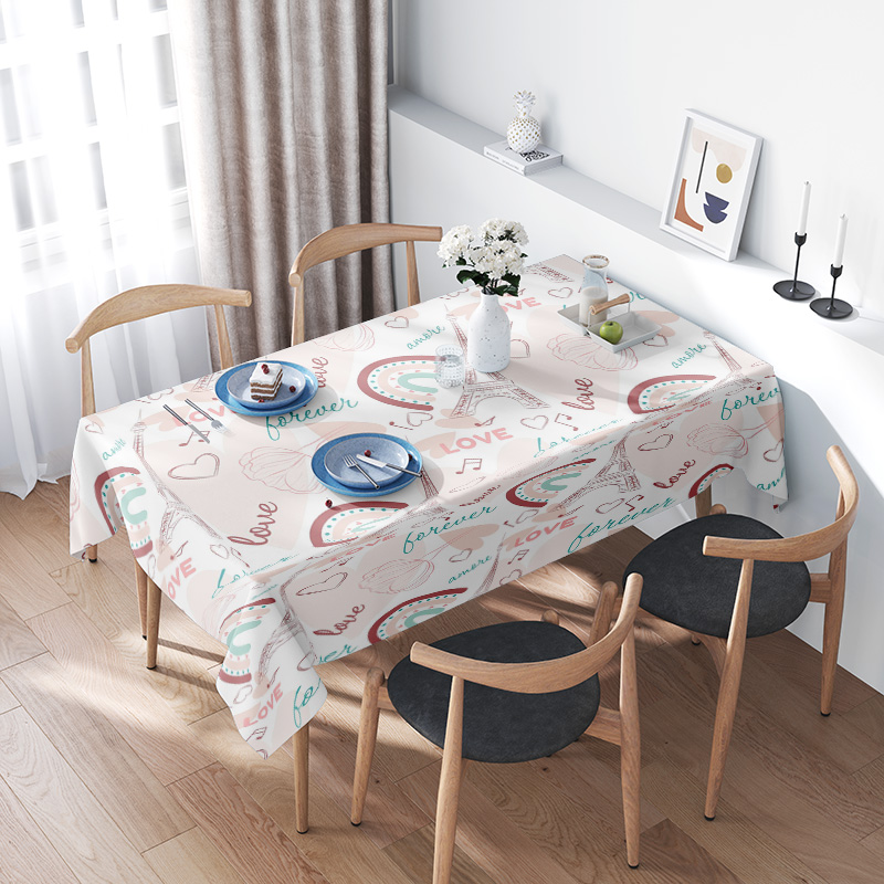Your Home Textiles - Multicolored Romantic Tablecloth with Love Design