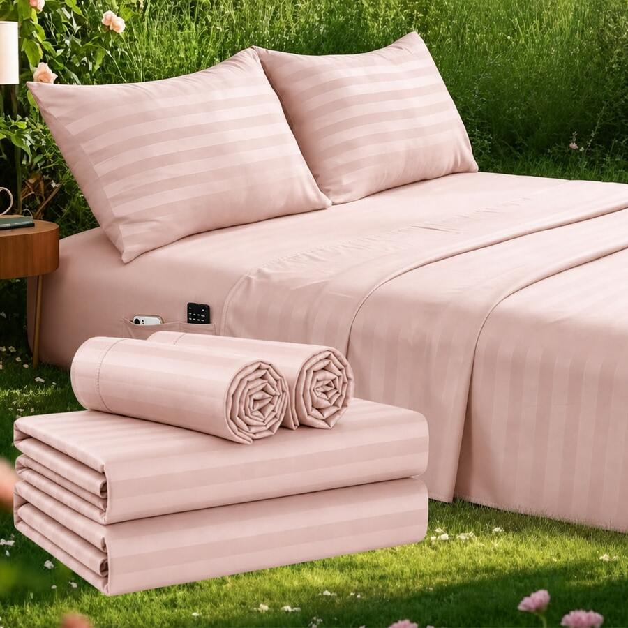 Striped Cooling Sheets Set Kin - Fitted Sheet Deep ulasan dan harga