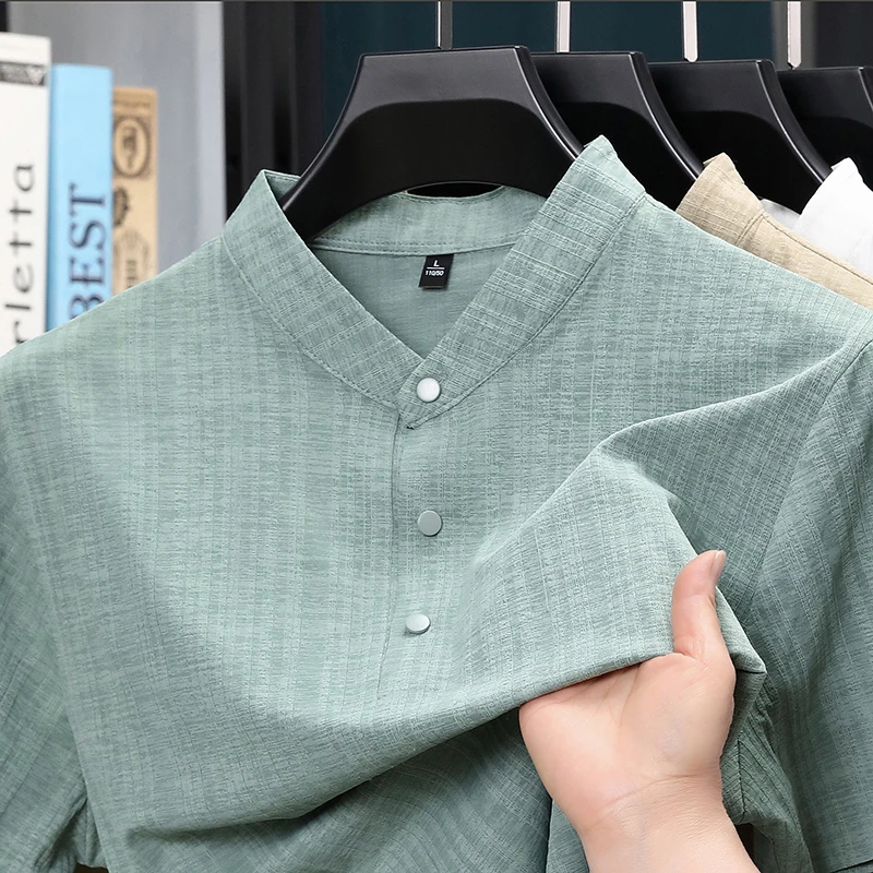 Summer Stand Collar Half Butto - Home Textile ulasan dan harga