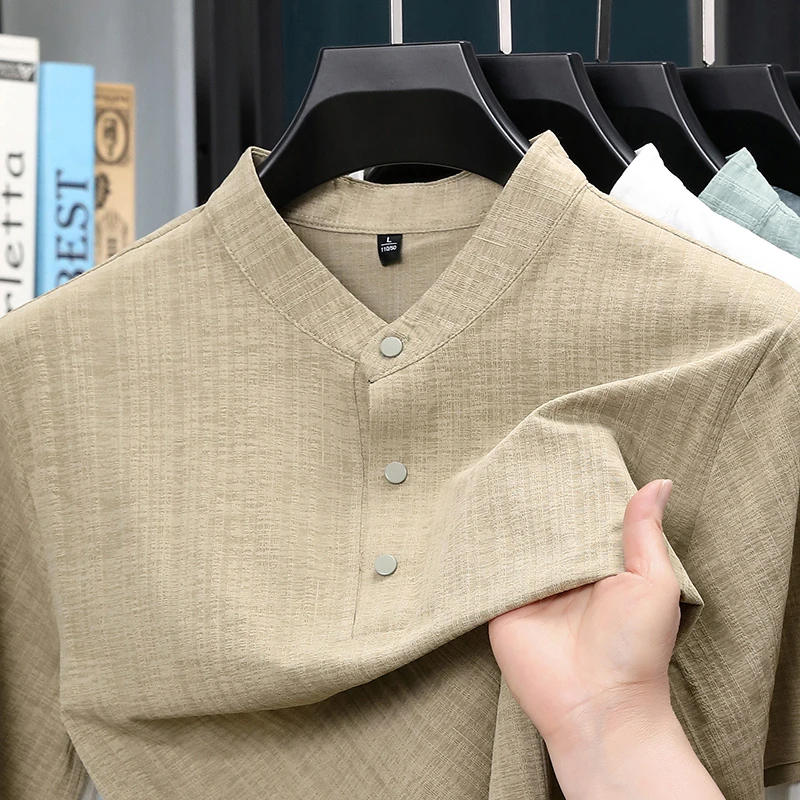 Summer Stand Collar Half Butto - Home Textile ulasan dan harga