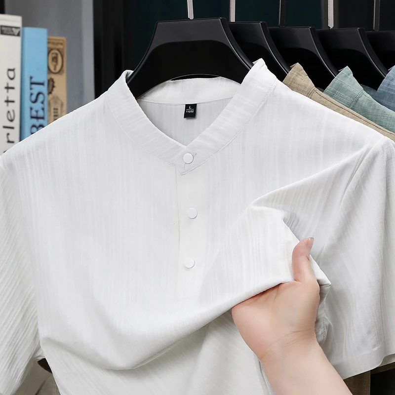 Summer Stand Collar Half Butto - Home Textile ulasan dan harga