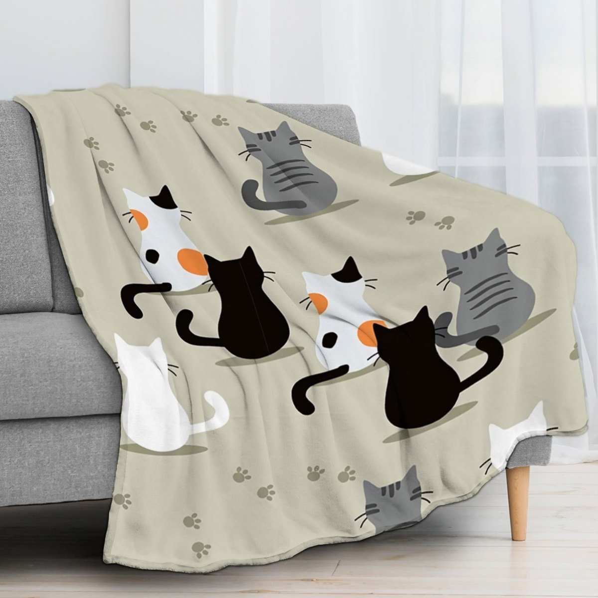 Blanket with a Cat Pattern, Pe - Your Home Textiles ulasan dan harga