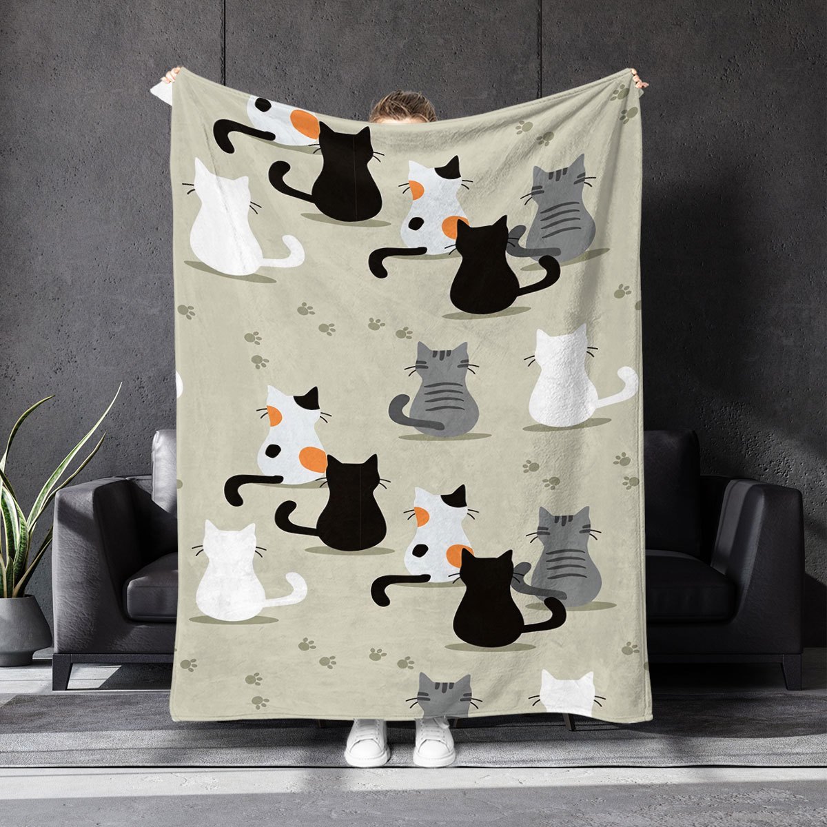 Blanket with a Cat Pattern, Pe - Your Home Textiles ulasan dan harga