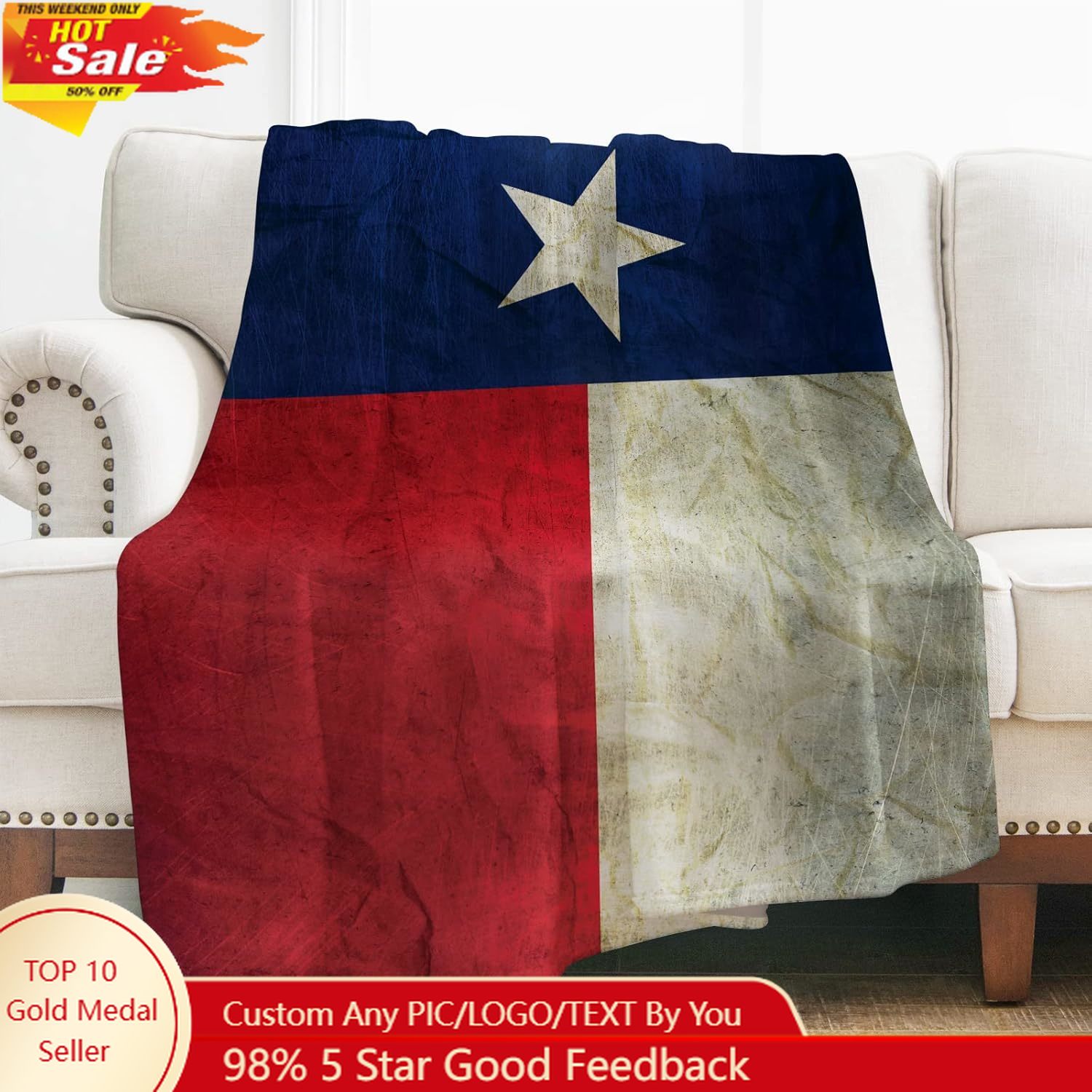 Levens Texas Flag Throw Blanke - Home Of Textiles ulasan dan harga
