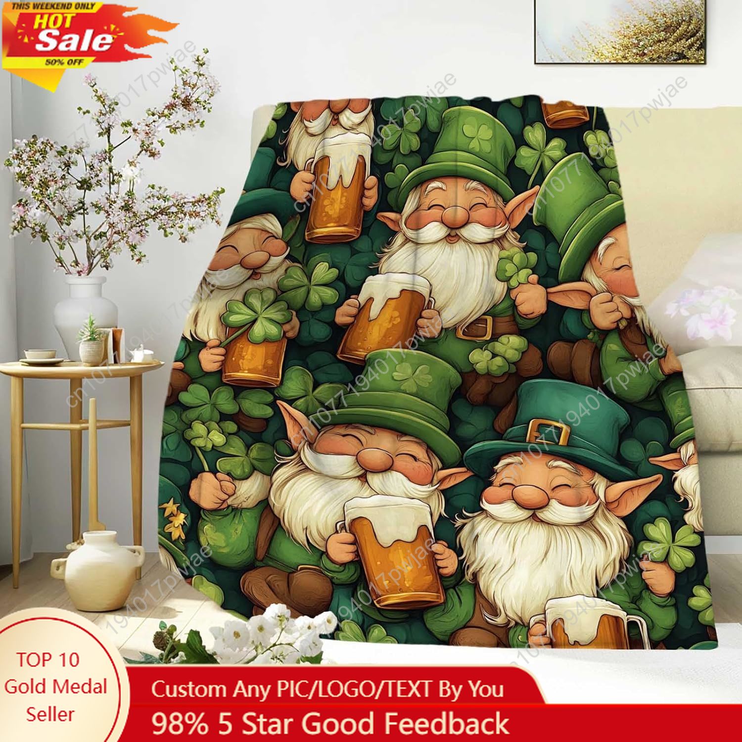St. Patrick’s Day Gnome Throw  - Home Of Textiles ulasan dan harga