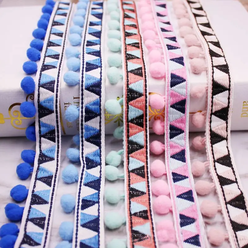 1-10Yards Pompoms Lace Trim Ba - Home Ec Textiles ulasan dan harga