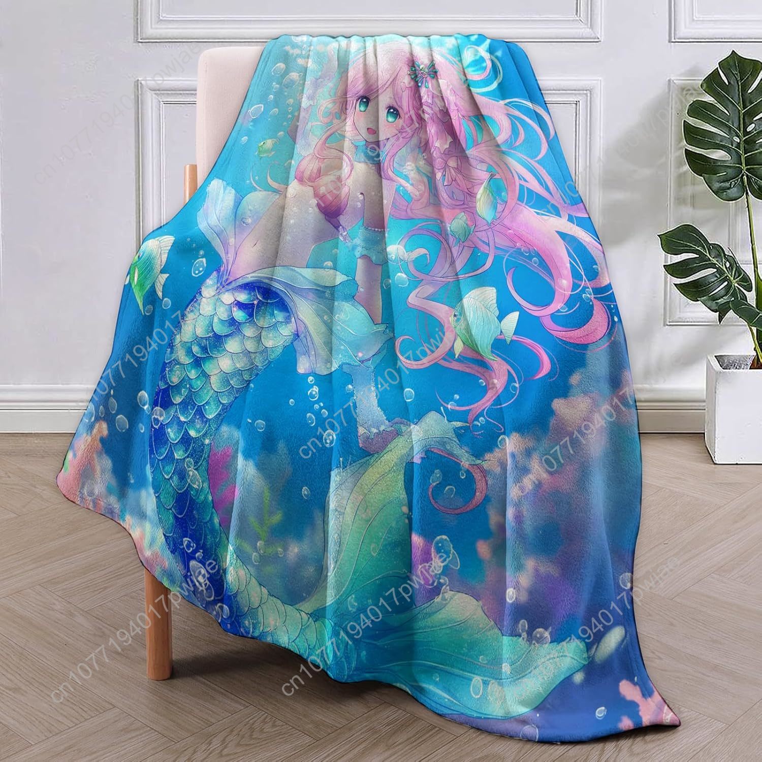 Cute Mermaid Blanket Cartoon F - Home Of Textiles ulasan dan harga
