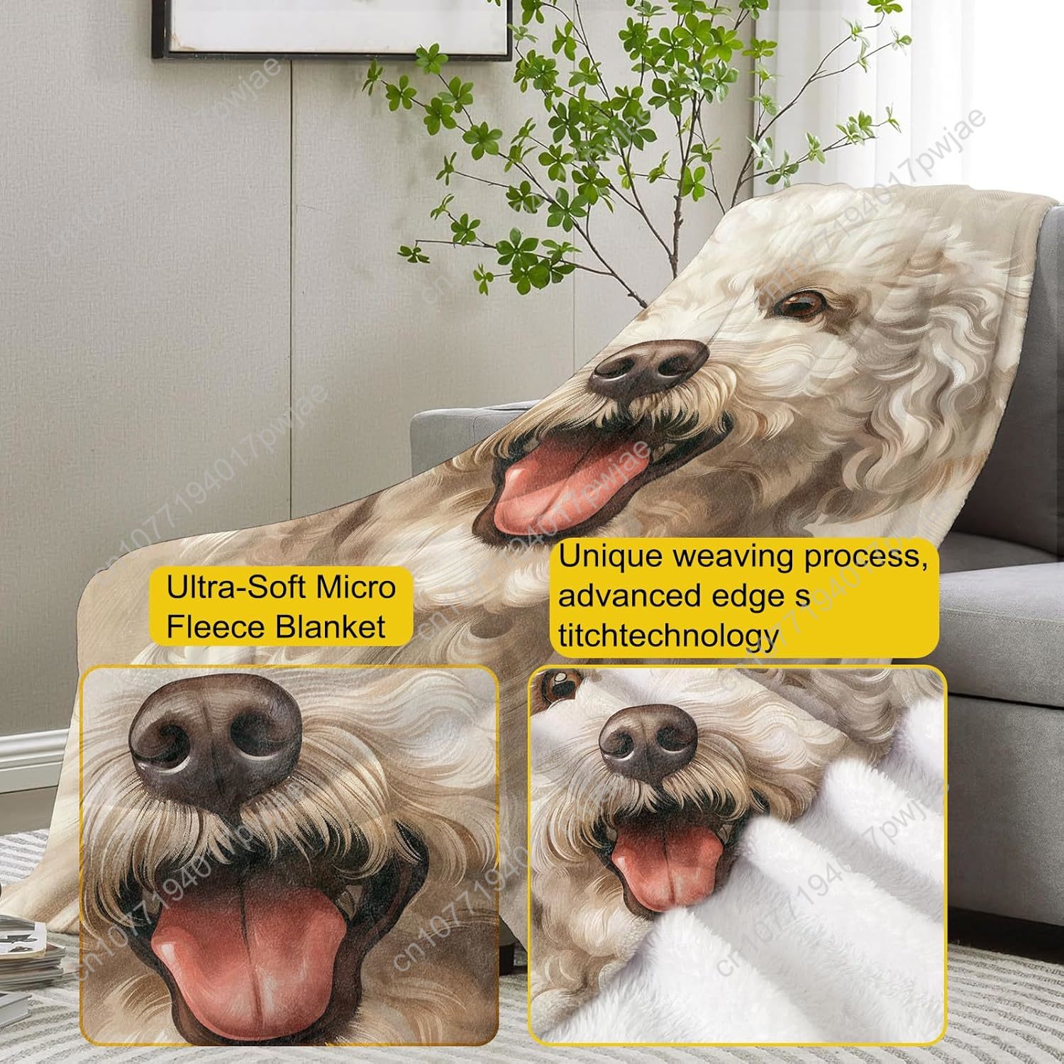 Joyful Poodle Portrait Blanket - Home Of Textiles ulasan dan harga