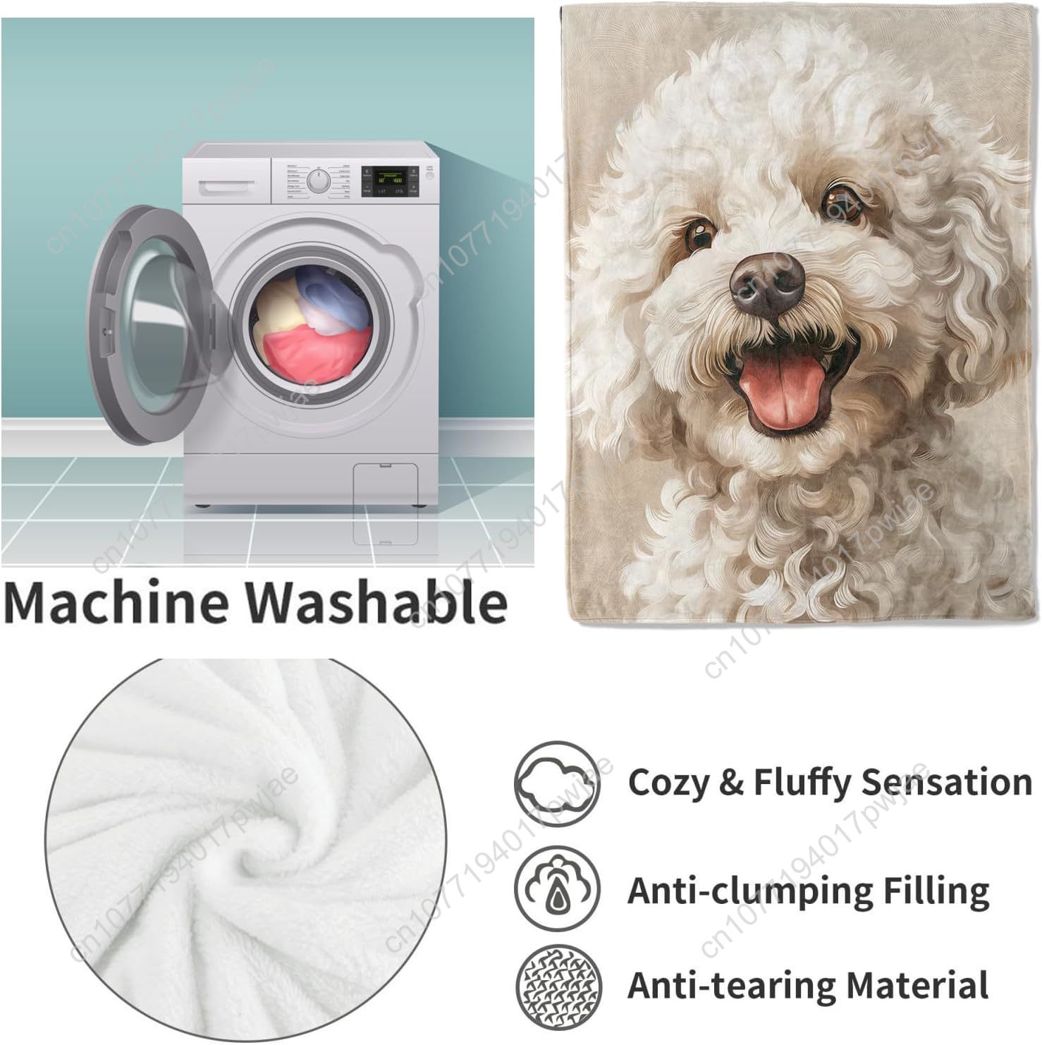 Joyful Poodle Portrait Blanket - Home Of Textiles ulasan dan harga